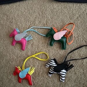 Bundle of 4 multicolor pony inspired bag charms/keyholders